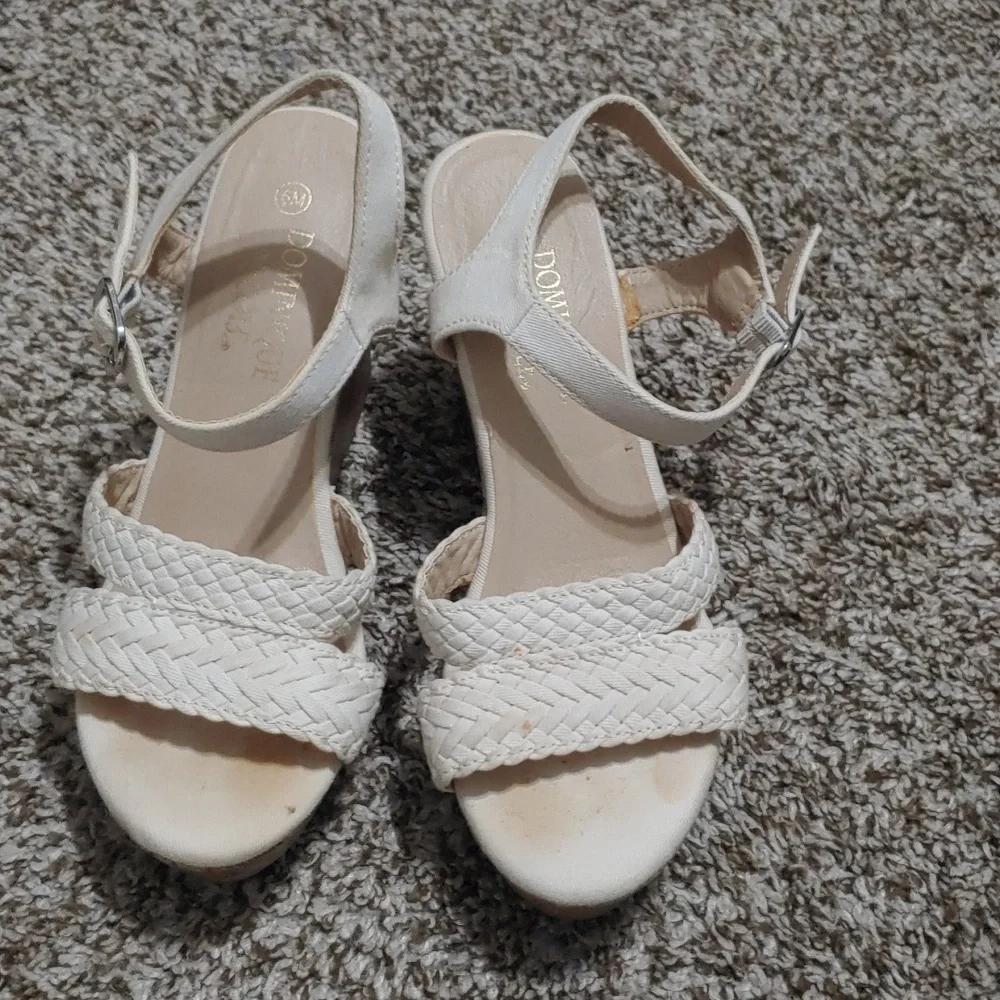 Braided Cream Wedge Heels Women's Size 6